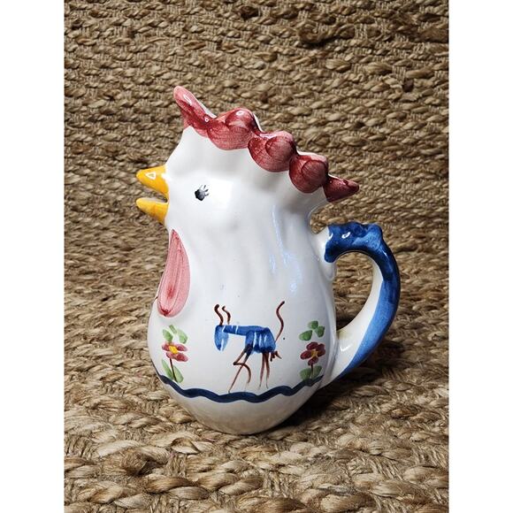 Vintage Pottery Hand Painted Rooster Pitcher Set Italy GIOVANNI VIETRI The Ants - Picture 5 of 16